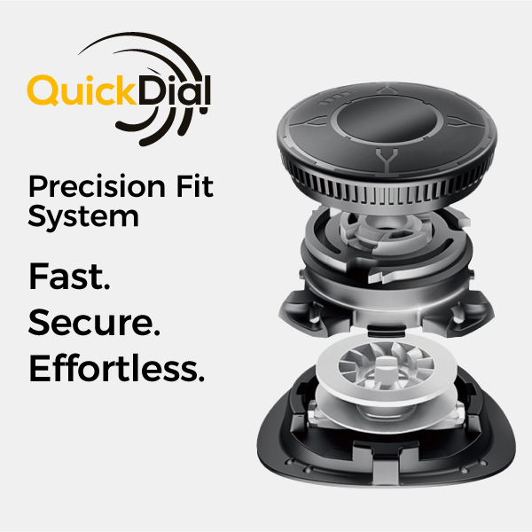 QuickDial™ 精密贴合闭合系统，可调节安全鞋的贴合度和舒适度